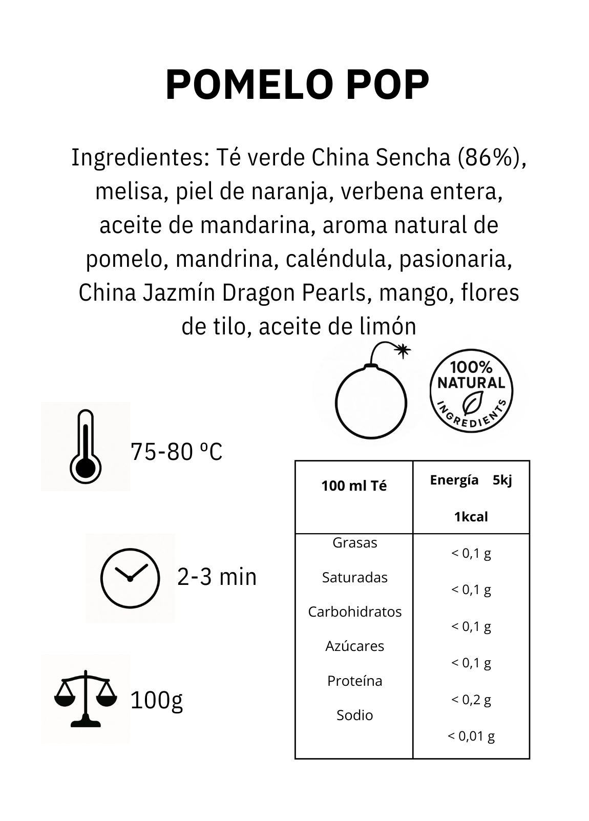 Pomelo Pop | Té Verde Bio con Cítricos y Perlas de Jazmín